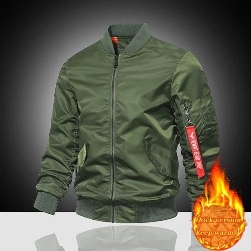 Imagen 2 del producto Chaqueta de piloto MA1 de la Fuerza Aérea para primavera y otoño e invierno, chaqueta de béisbol de Color sólido para hombre, Chaqueta de algodón cálida gruesa informal a prueba de viento