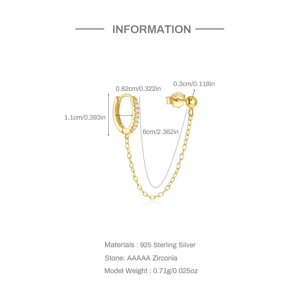 CANNER 925 Sterling Silver Chain Tassel Zircon Drop Earrings For Women 18K Gold Ins Simple Star Moon Earrings Fine Jewelry Gift — zdjęcie 3