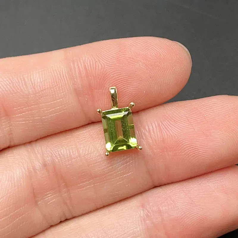 Sterling Silver Pendant Natural 6mm*8mm Peridot Pendant 1ct Genuine Stone 925 Silver Necklace for Party - Image 6