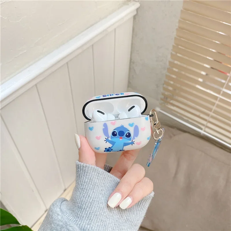 Cartoon Stitch Earphone Case With Keyring For Apple Airpods 1/2/3 Aripods Pro/Pro2 Wireless Bluetooth Headphone Protective Case