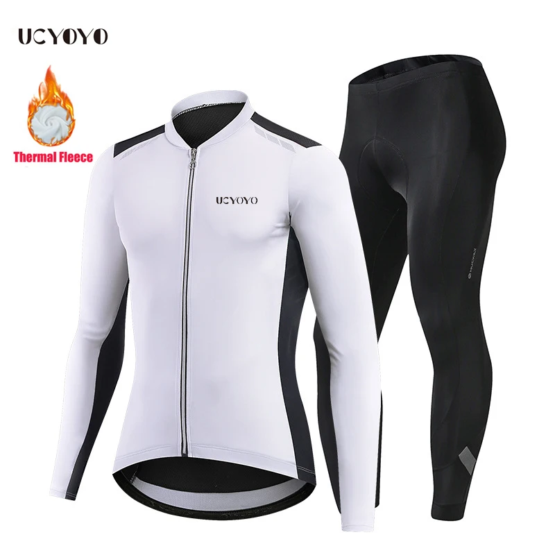 2023 New Cycling Jersey Cycling Clothes Plush Fleece Warm Winter Thickened Long Sleeved Trousers Suit Bicycle Clothes