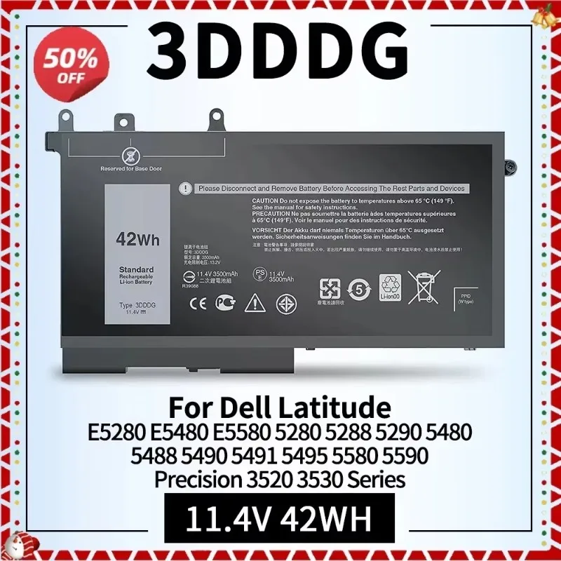 

Laptop Battery 3DDDG for Dell Latitude E5280 5280 5290 5580 5590 E5480 E5580 5288 5480 5488 5490 5495 Precision 3520 3530 93FTF