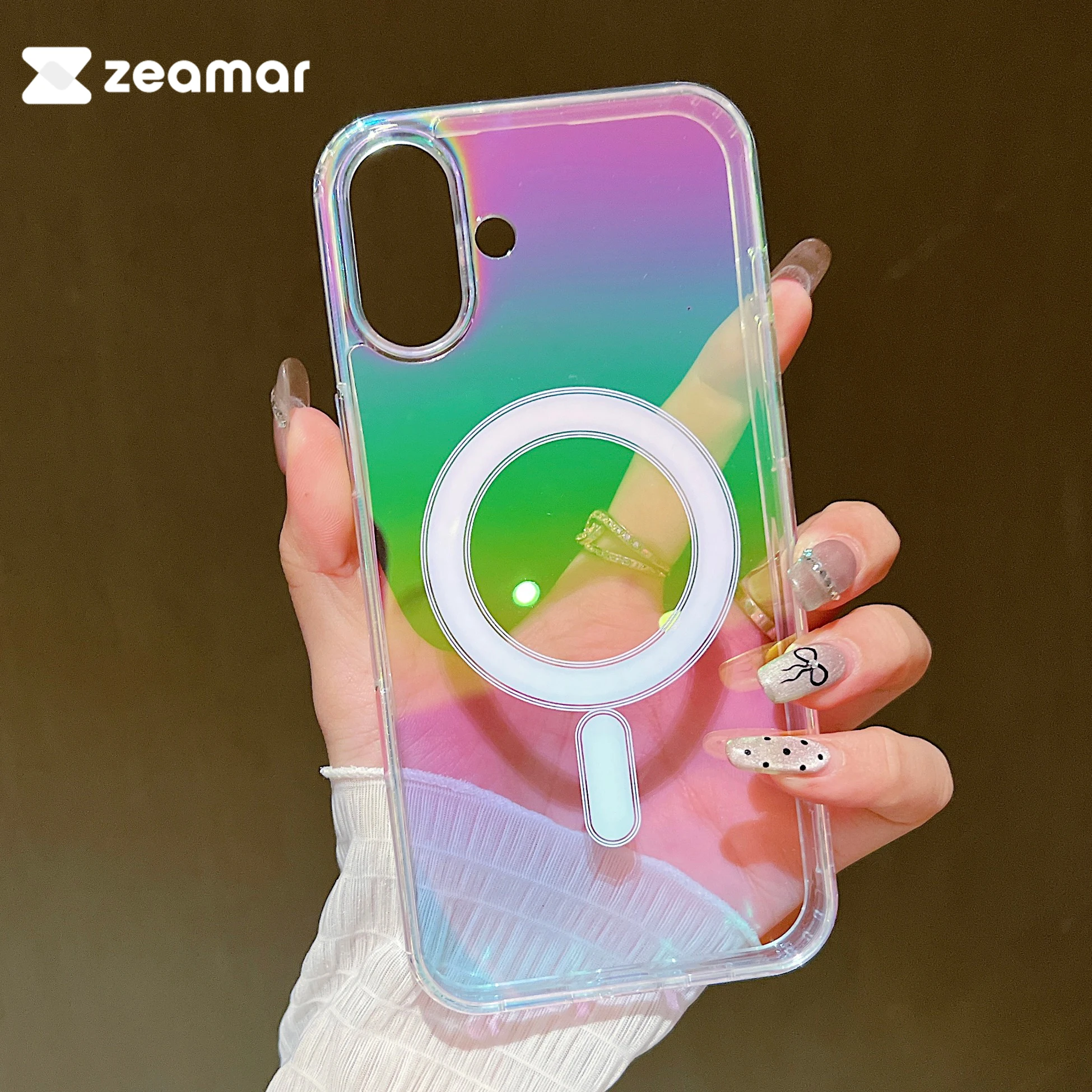 Clear Laser Rainbow For Magsafe Magnetic Case For iPhone 16 15 14 13 12 11 Pro X XS XR 8 7 Max Plus SE Wireless Charging Cover