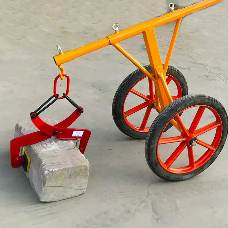 Stone moving tool for roadside stone installation, with roadside stone transporter