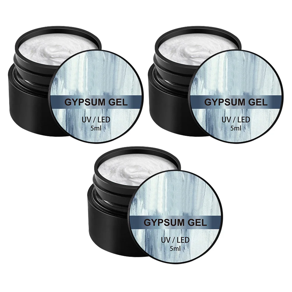 3 Jars Nail Art Gypsum Gel Polish Matte Finish No Sticky Residue Easy Removal 3D Carving Nail Art Gel Polish Set