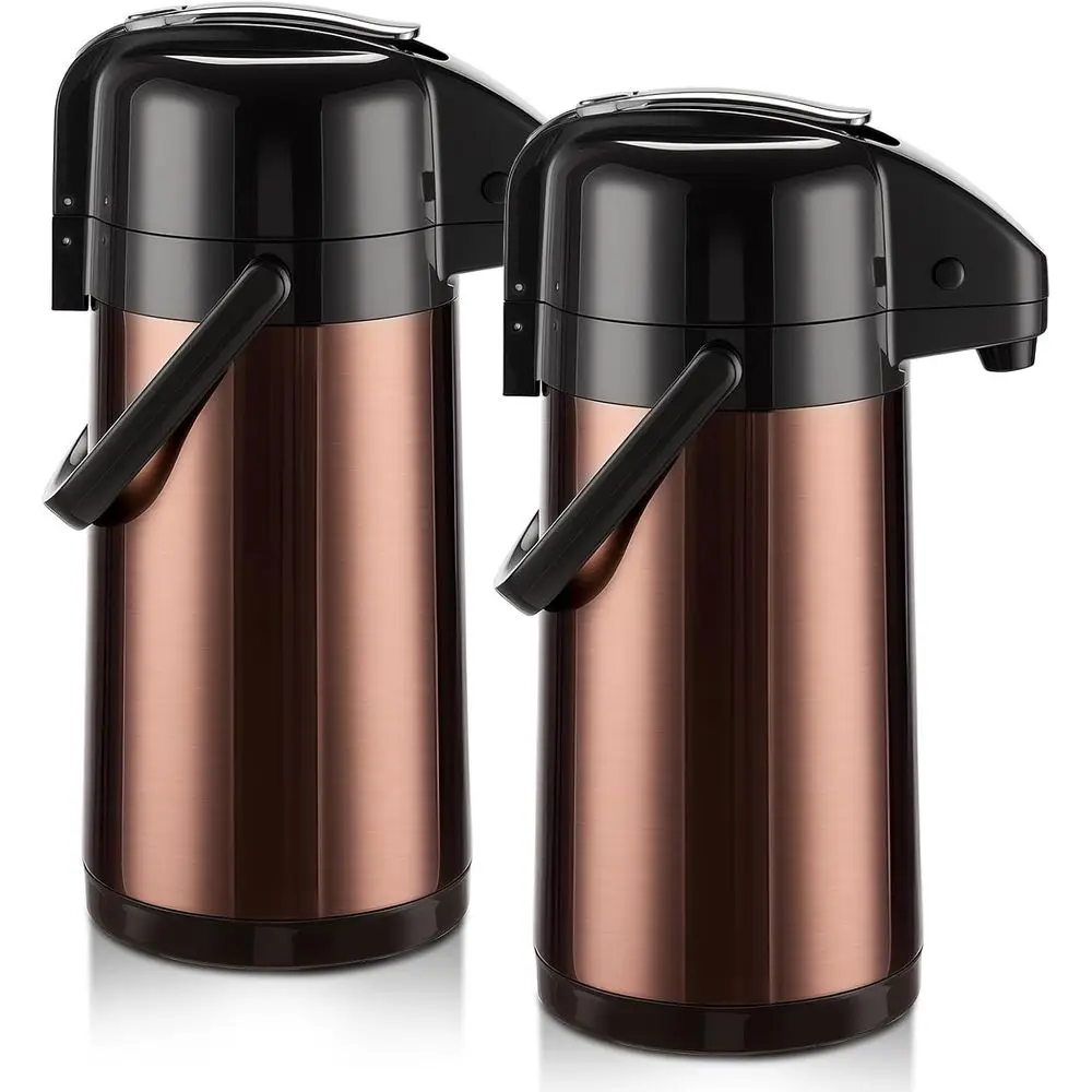 

Double Pump Coffee Carafe with Stainless Steel Dispenser, Hot/Cold Beverage Server with Lazy Susan Base, 2 Pack - Gold Brown, 84