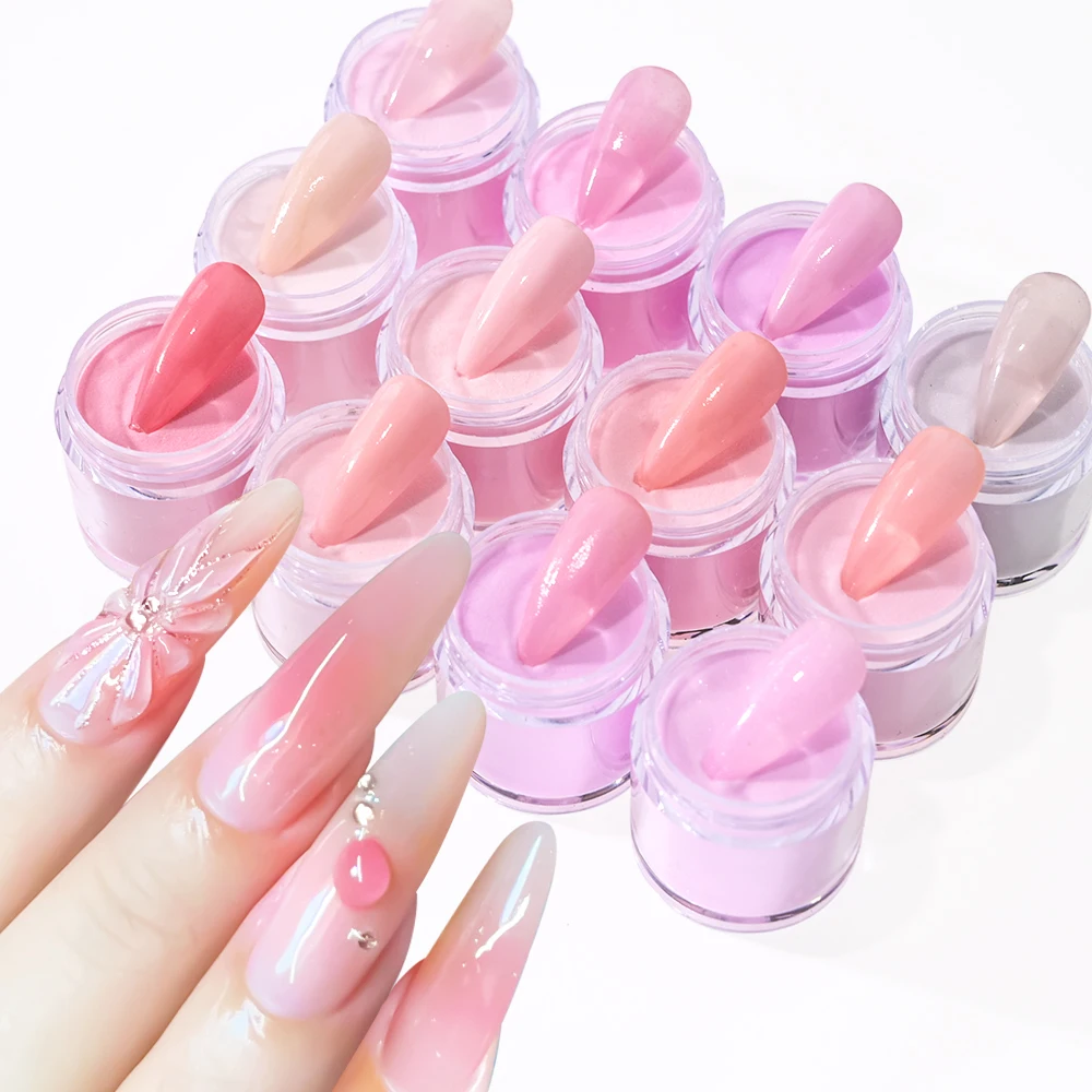 10 G/doos Nude Roze Acrylpoeder Voor Crystal Nail Extension Builder Professionele Arving Gravure Dompelen Polymeer Stofpoeders