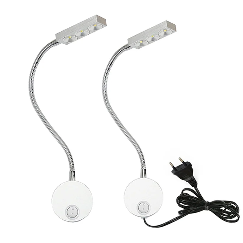 

Прикроватная тумбочка для работы и чтения, настенный светильник, бра, 3 Вт, светодиодный светильник для книг, настенный светильник, ночник, точечный светодиодный штекер европейского стандарта, шнур AC85-265V