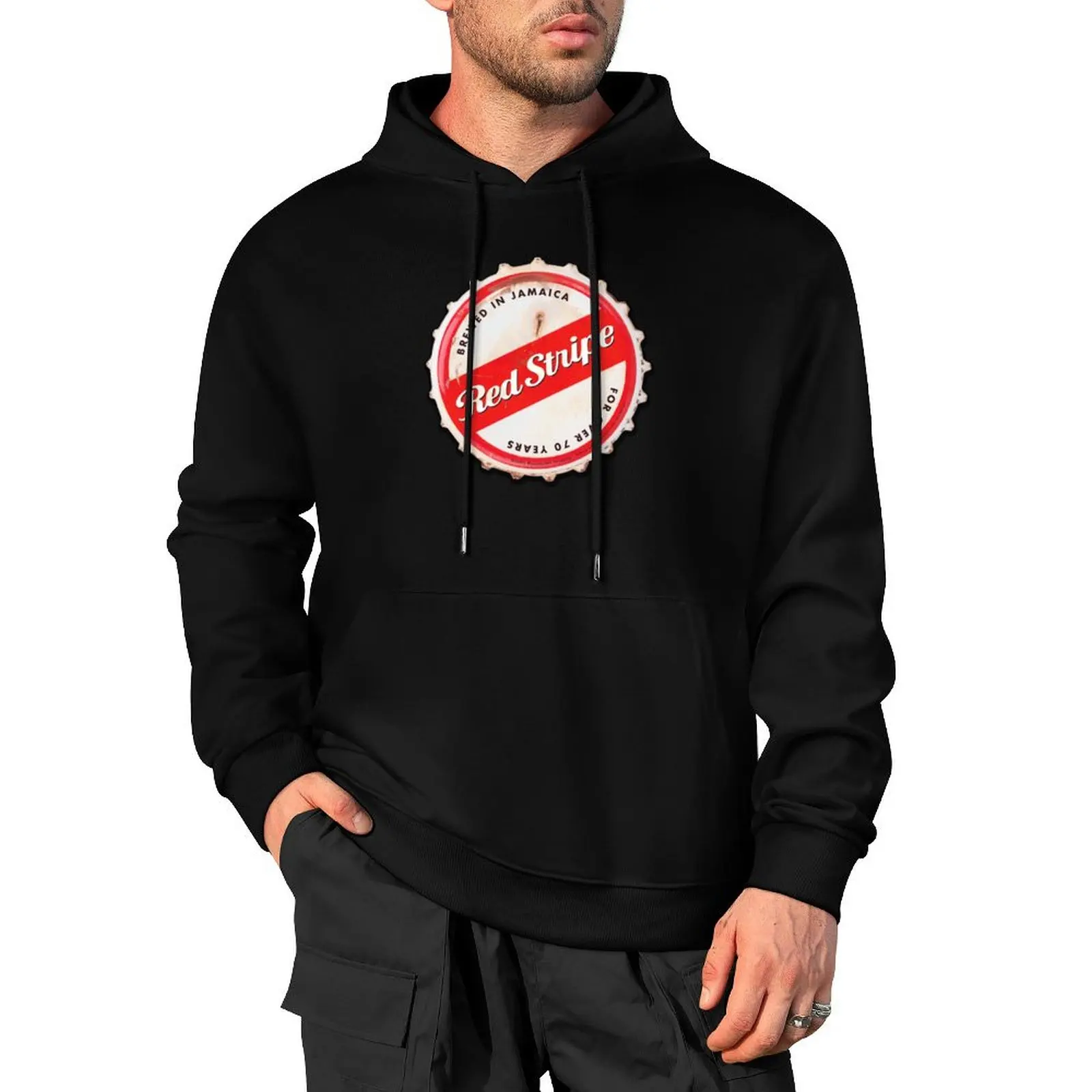 

Red Stripe Bottle Cap Pullover Hoodie korean clothes korean autumn clothes streetwear men anime clothing men's hoodie sweatshirt