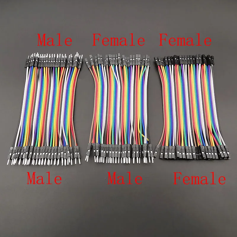 Überbrückungskabel, 10/20/30/40 cm, 40-polig, Stecker auf Stecker/Stecker auf Buchse/Buchse auf Buchse, Überbrückungsdraht, Steckbrettkabel für Dupont Arduino DIY