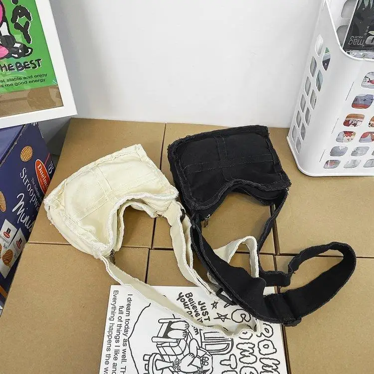 Female Little Canvas Shoulder Bag Women Thick Cloth Small Messenger Bag Retro Vintage Crossbody Bags Cute Zipper Purse For Girls