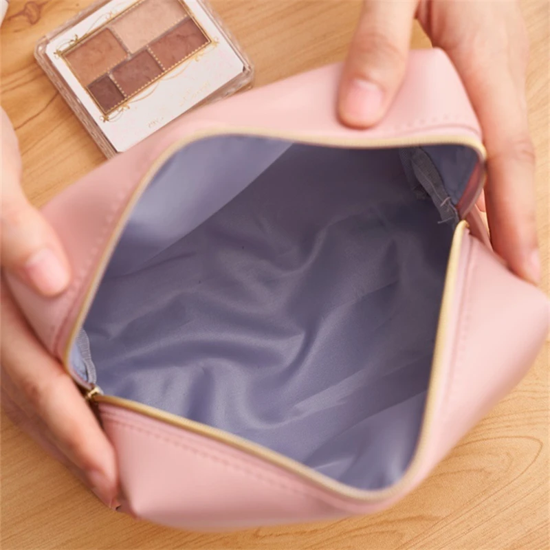 Women\'s Cosmetic Bag Leather Waterproof Zipper Makeup Bag Travel Portable Toiletries Organizer Beauty Pouch Washing Storage Case