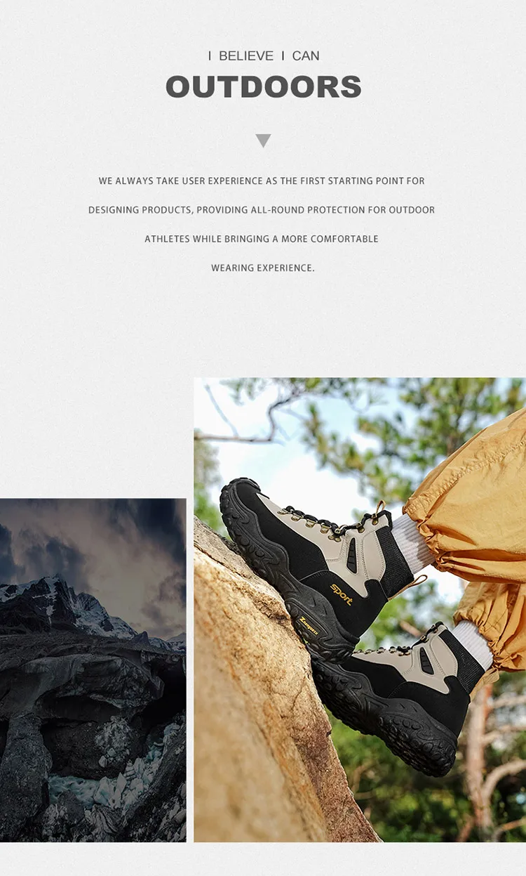 Herren-Outdoor-High-Top-Stiefel mit Dicken Sohlen, Hervorragender Griffigkeit, Besonders Geeignet für Bergsteigen und Wandern | Freizeitstiefel | Bergsteigerausrüstung und Campingausrüstung – Detail 2