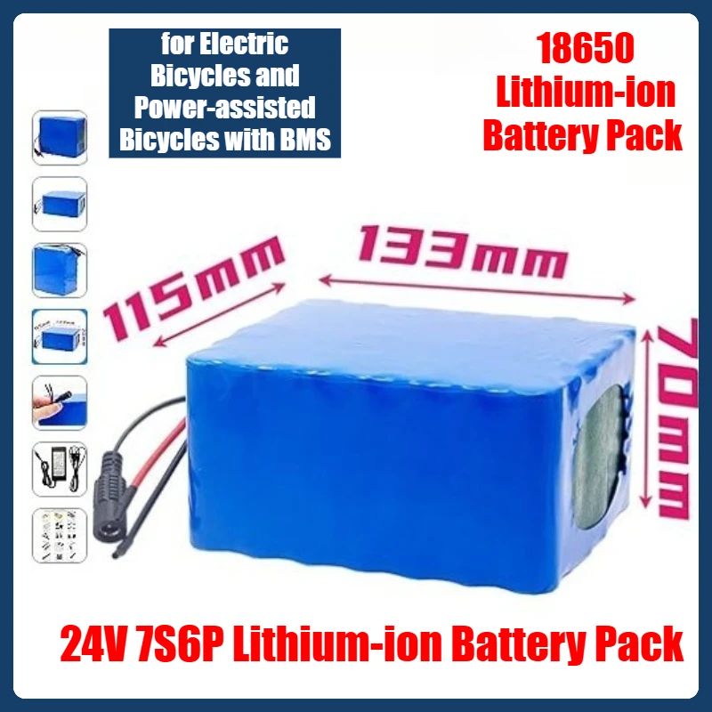 

18650 Lithium-ion Battery Pack 24V 7S6P Lithium-ion Battery Pack for Electric Bicycles and Power-assisted Bicycles with BMS