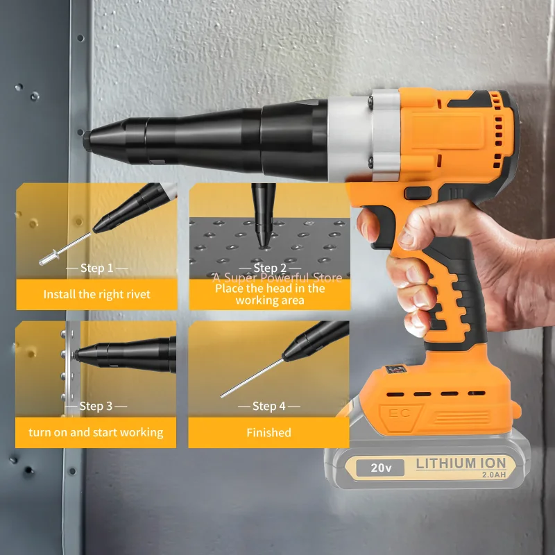 

2.4-5.0mm Cordless Rivet Nut Gun Drill Insert Auto Riveting Tool(No Battery) Brushless Electric Rivet Gun For Dewalt 20V Battery