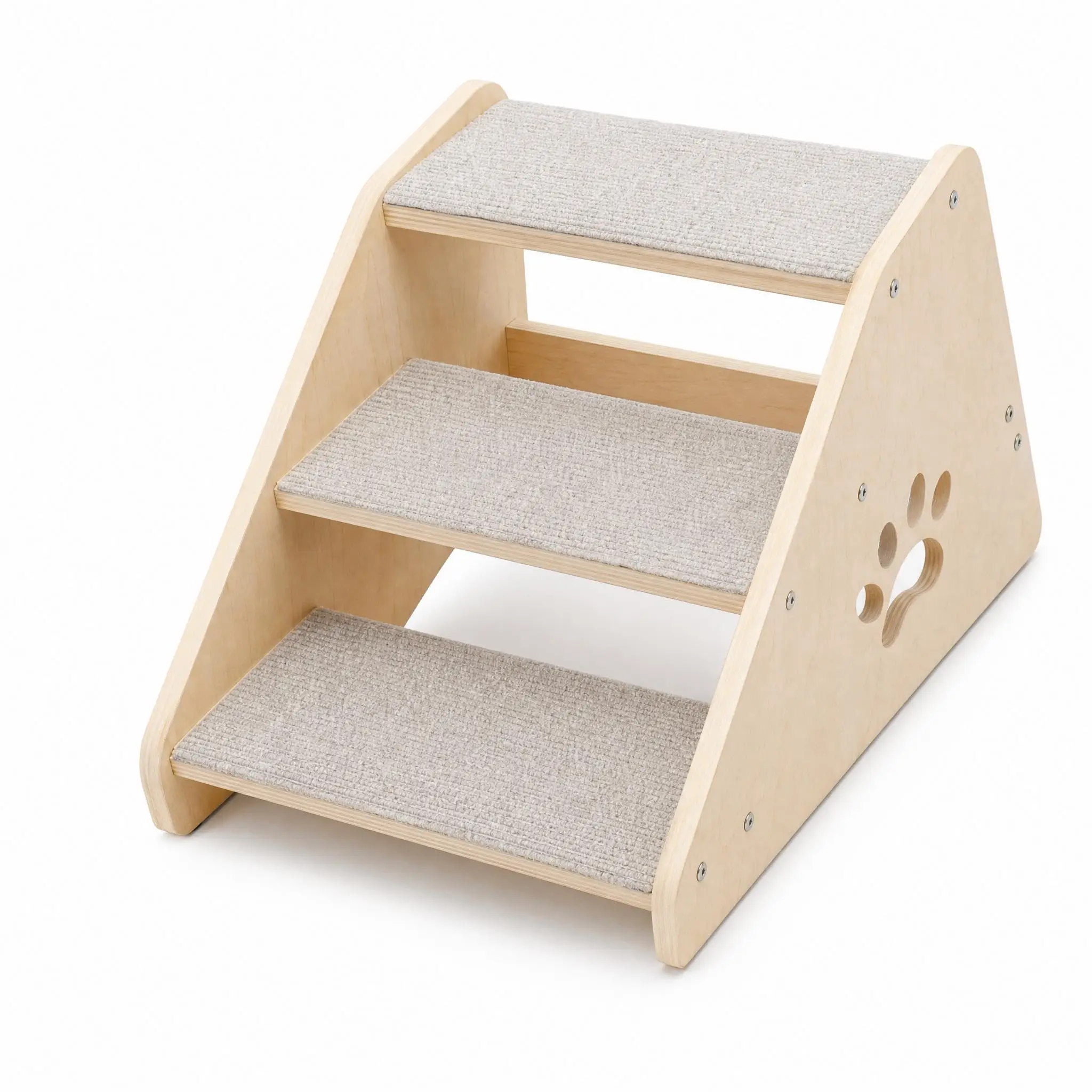 3-Step Wooden Pet Stairs for Small Dogs & Cats – Non-Slip Steps – Soft Fabric Cover – Ideal for Bed, Couch, Car – Perfect for Puppies, Kittens & Senior Pets – Fixed 3-Step Design