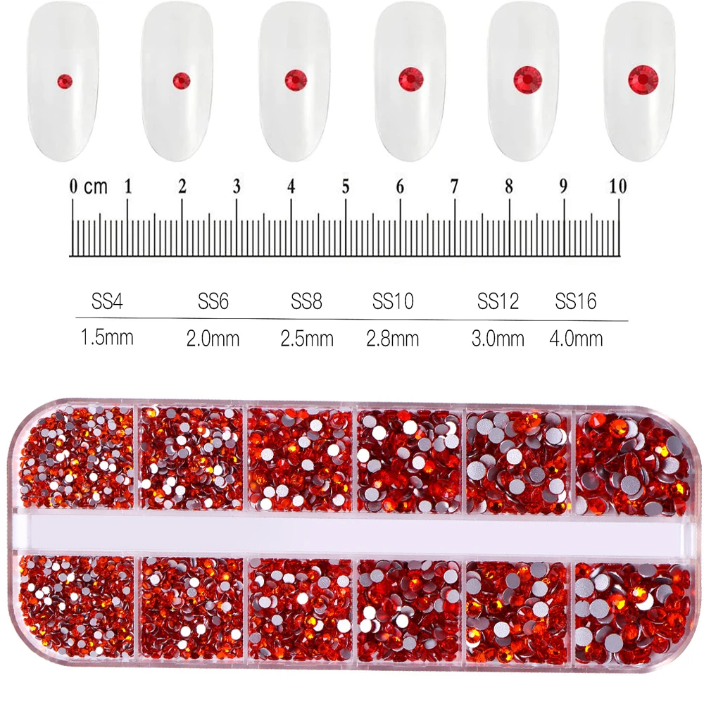 12Grids Gemengde Mini Kerst Edelstenen Nagel Charmes 2mm Luxe Kristal Nagel Glitter Strass Rood/Groen Plaksteen Kerst nagel Onderdelen