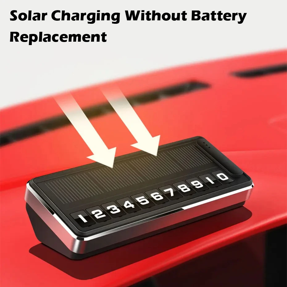 Solar Car Phone Number Plate Temporary Parking Card Hidden Plates Car Park Stop Multiple Number Parking Gadgets Luminous