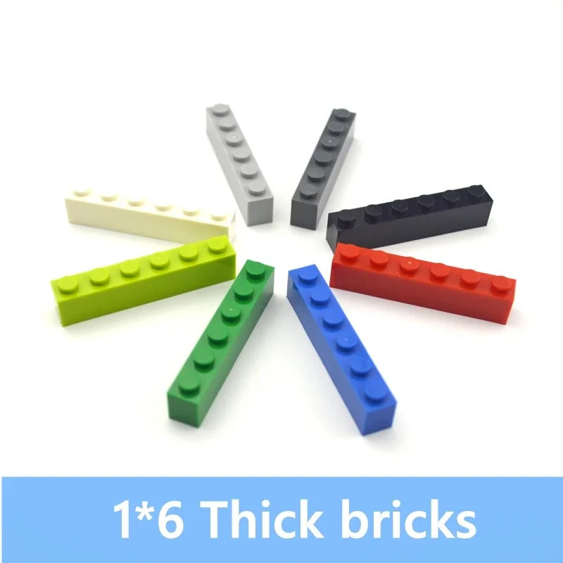 Educational Creative Thick bricks 40pcs 1x6 Dots DIY Bulk Building Blocks 1*6 Dots Set Compatible with 3009 Classic Parts