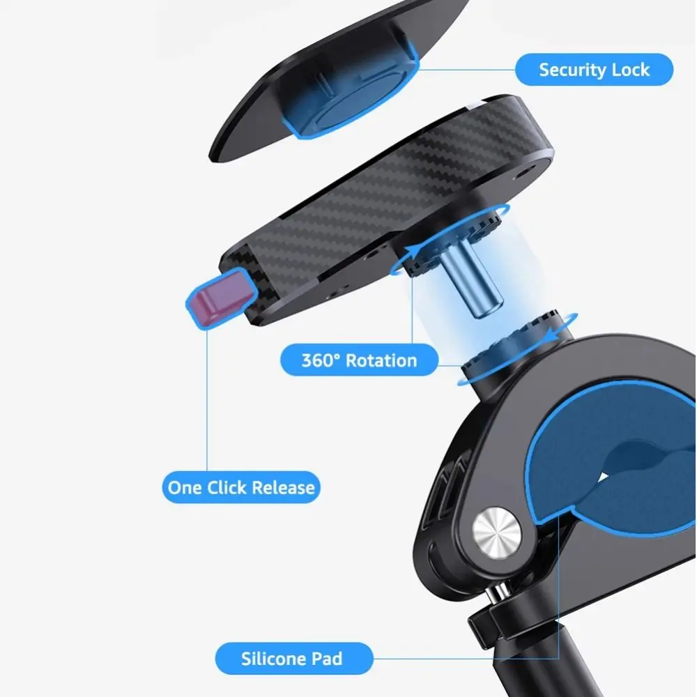Supporto per staffa per supporto per telefono per moto, manubrio per bicicletta, supporto per telefono con clip per manubrio a bloccaggio rapido, ampiamente applicabile