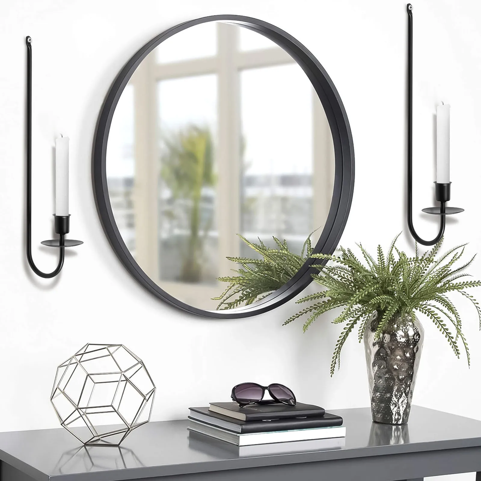 2-teiliger Kerzenleuchterhalter, mentale Wandkerzenleuchte aus Eisen, schwarz, L-förmig, Wandsäule, Kerzenhalter für Schlafzimmer, Esszimmer
