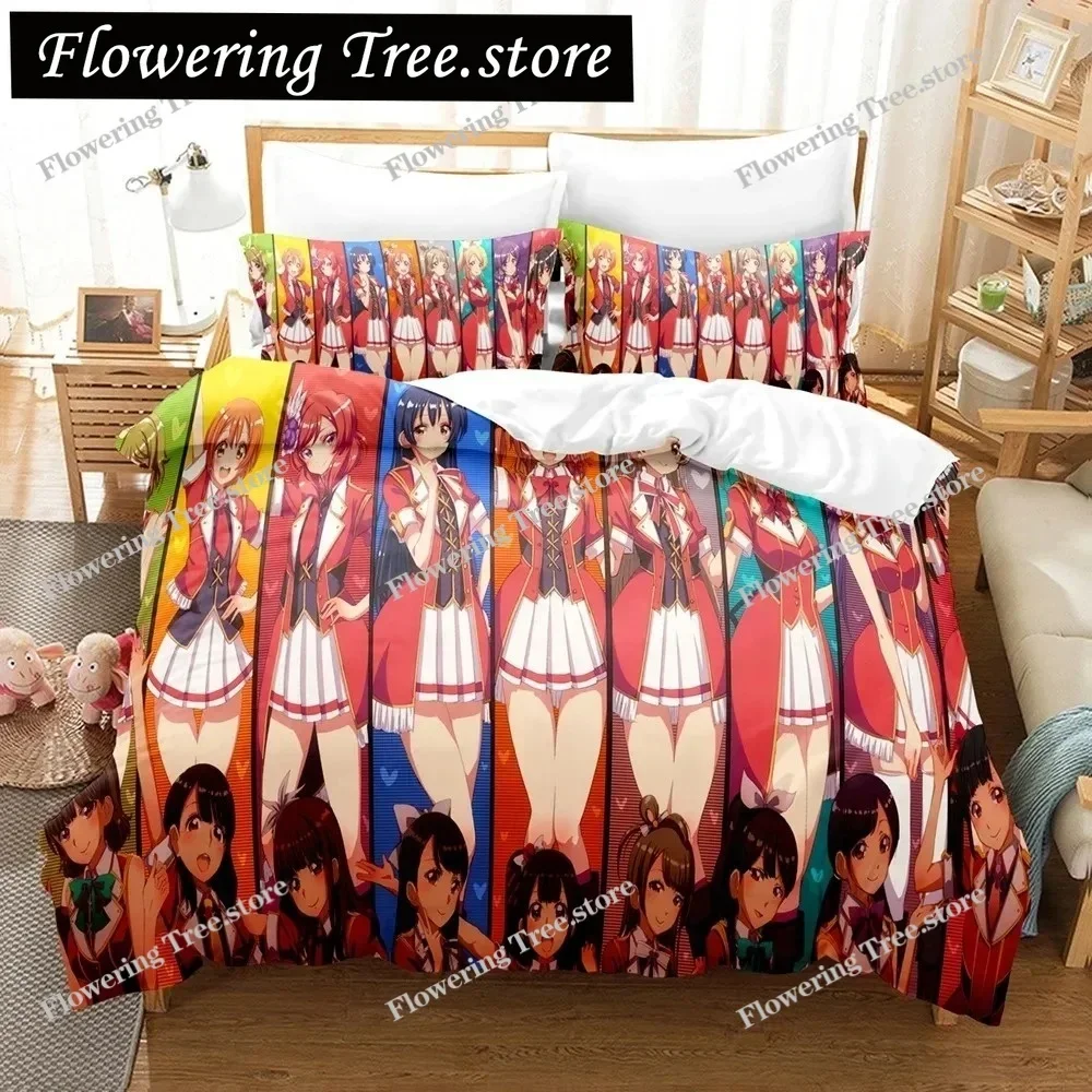 

3D Anime Love Live College Idol Festival Bedding Sets Duvet Cover Set With Pillowcase Twin Full Queen King Bedclothes Bed Linen
