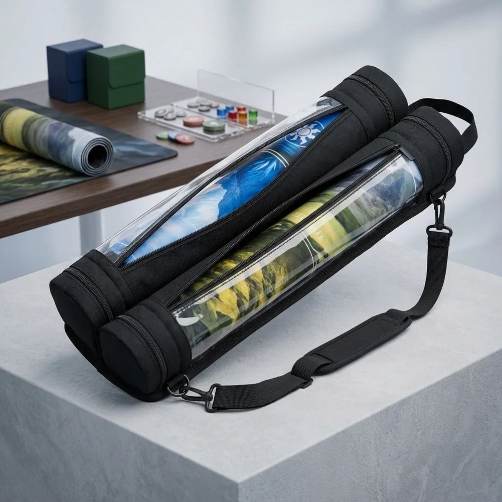 Large Format Game Mat Bag Compatible with for ptcg Flesh and Blood Lorkana and Anime Card Game Mats up to 14x24 Inches