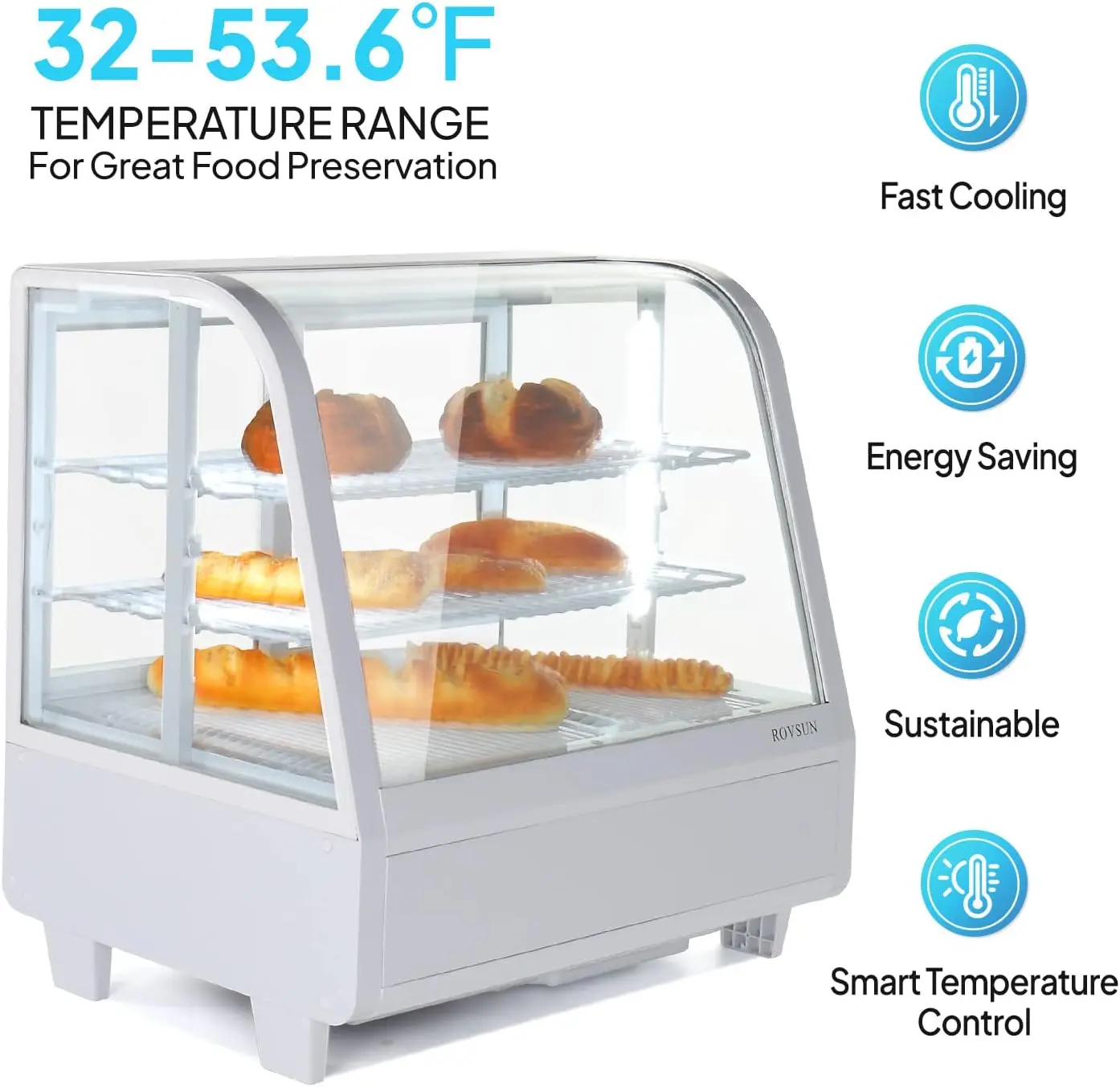 Refrigerator ETL NSF Certified, Refrigerated Display Case Countertop Display Refrigerator w/LED Air-cooling Automatic Defrost Re