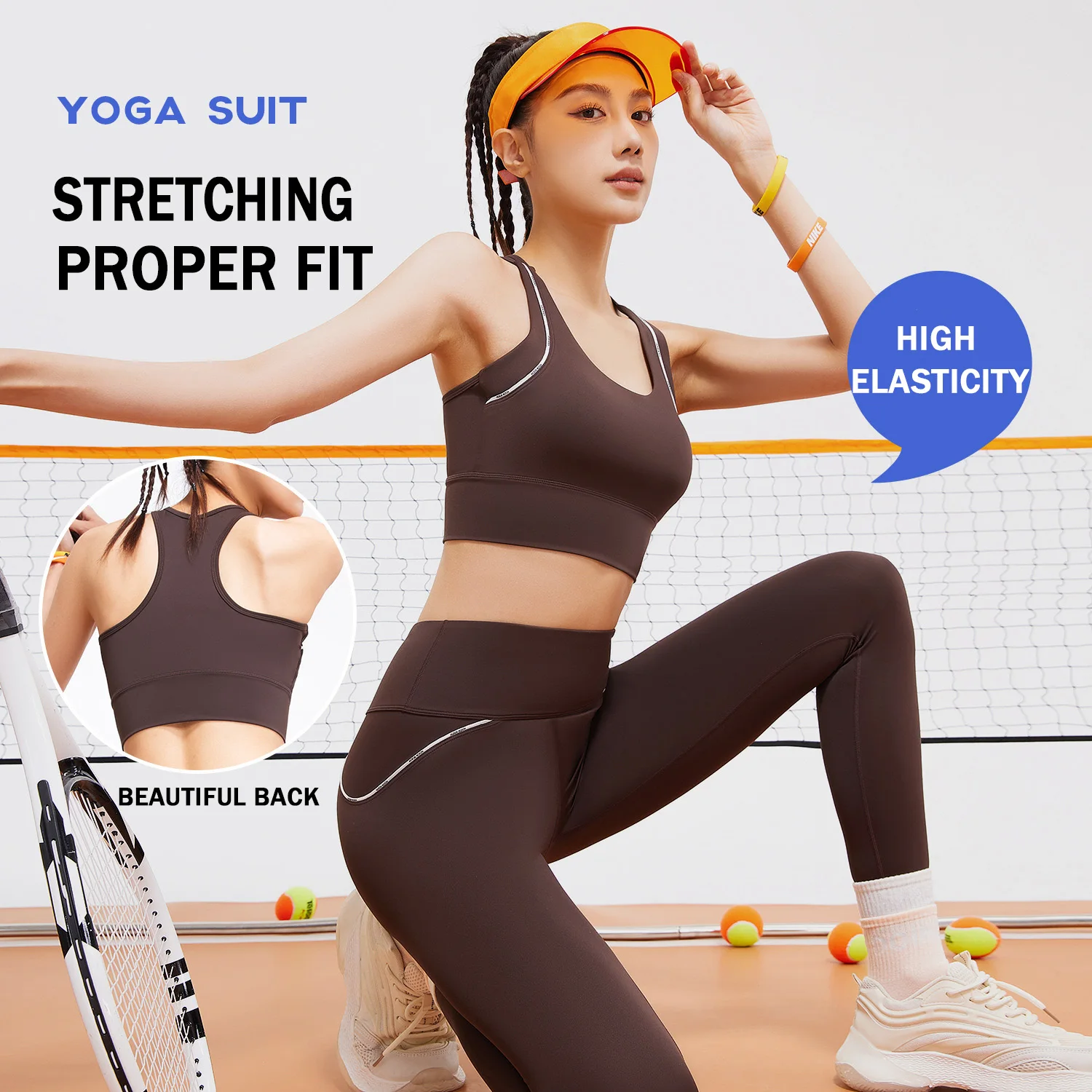 

TaoBo 2024 New Alphabet Line Sexy Yoga Suit Set for Women Speed Dry Running High Intensity Yoga Set for Women