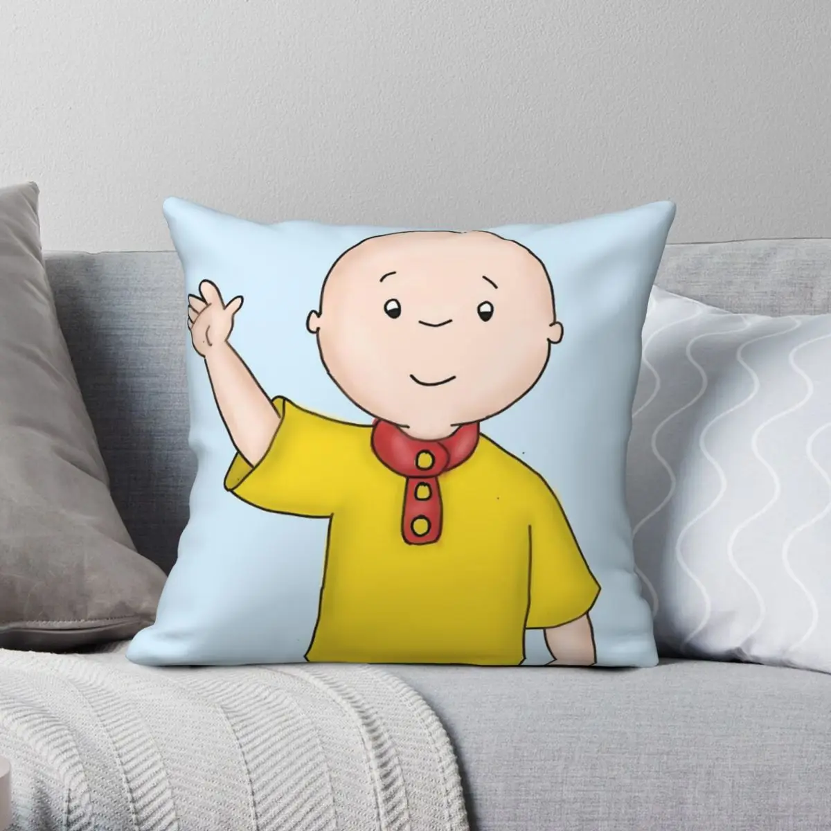 

Caillou Greet Pillowcase Polyester Linen Velvet Printed Zip Decorative Room Cushion Cover