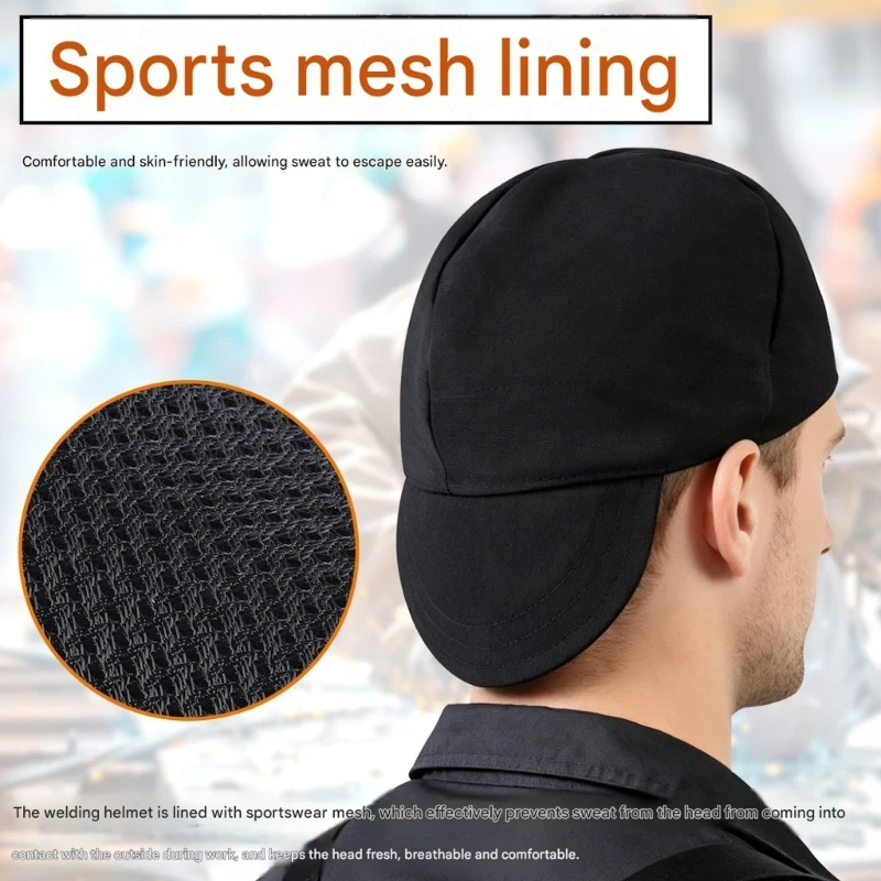 Flame Resistant Welding Cap With Breathable Lining For Heat And Spark Protections During Soldering And Grinding