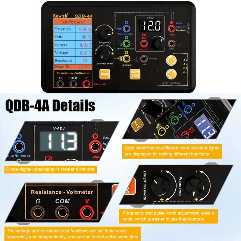 Picture 4: QDB-4A Auto Ignition Coil Tester Car Idle Stepper Motor Solenoid Valve Injector Actuator Fault Detector Driver PWM Generator