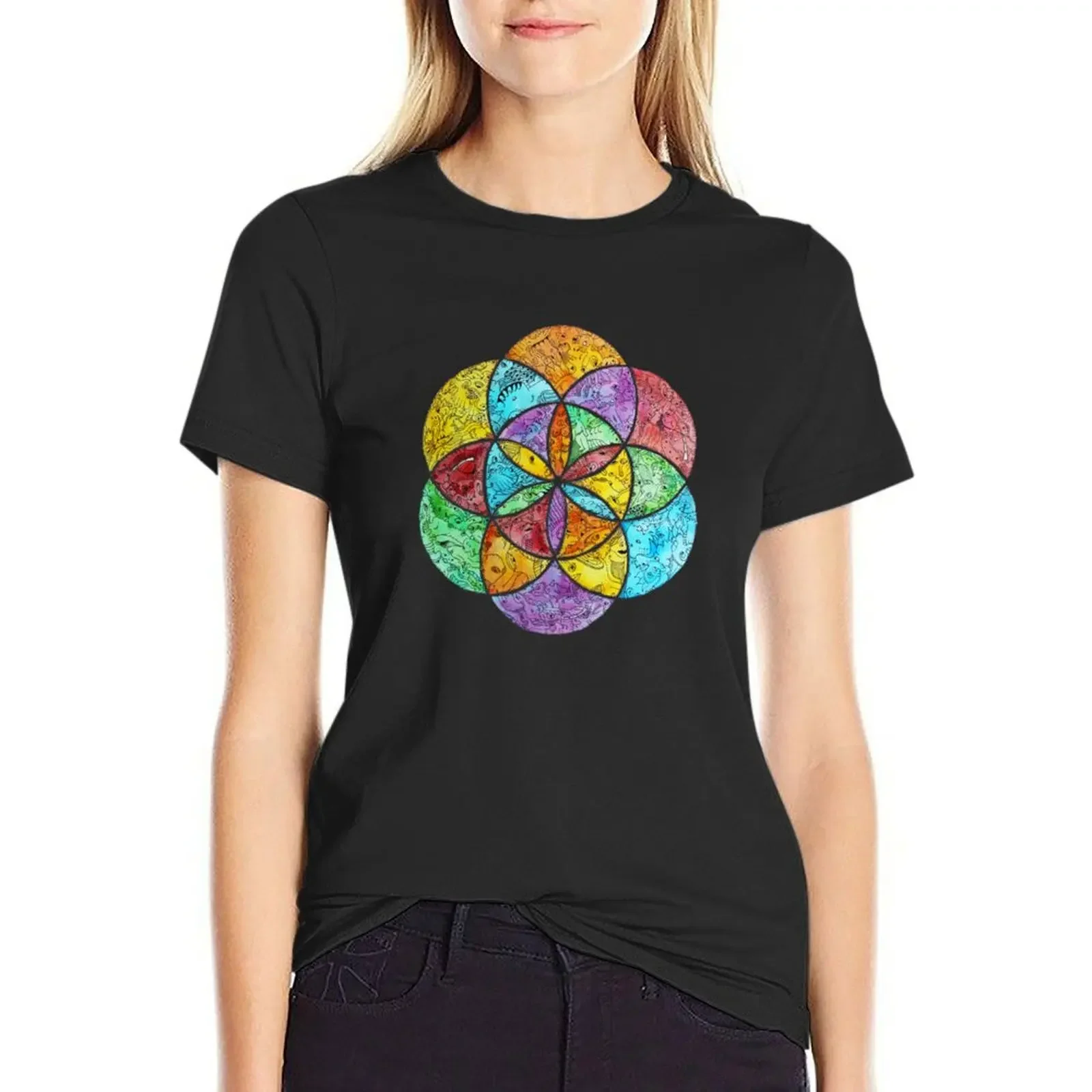 

Seed Mandala T-Shirt quick drying funnys blacks sweat workout t shirts for Women
