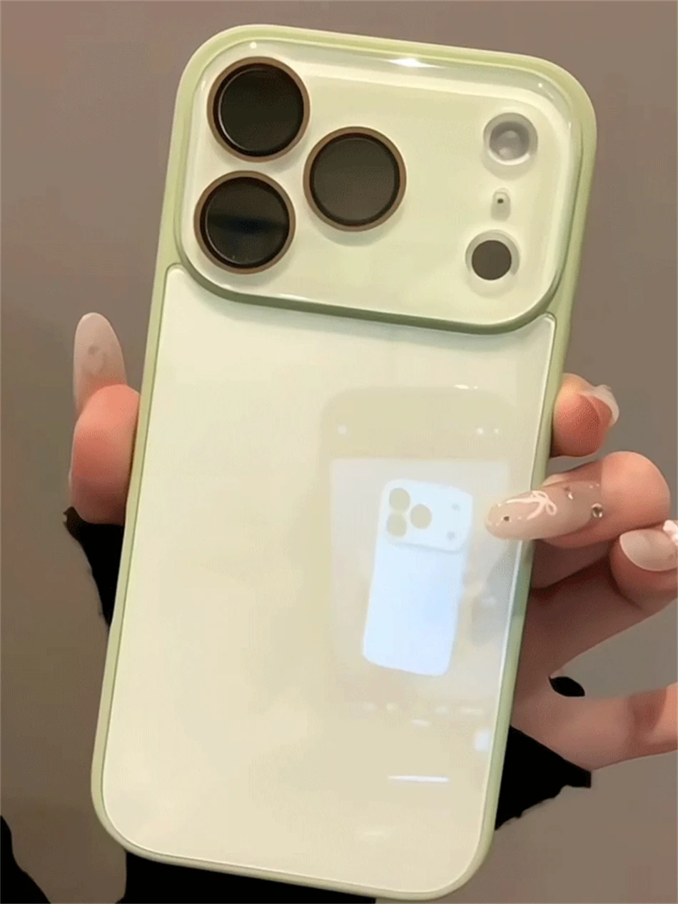 Luxuriöse Kamera-Schutzhülle aus gehärtetem Glas in Bonbonfarben für iPhone 15 16 17 18 Pro Max, stoßfest, weicher Rahmen, glatte harte Abdeckung – Detail 13