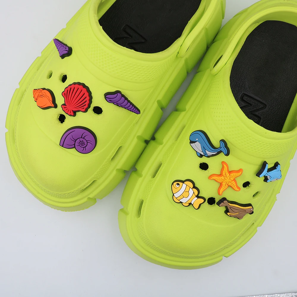 Shoe Decoration Buckles Shell Conch Starfish Shoe Accessories Charms Pvc Whale Shark Ornament Adult Children's Gift 1 Piece