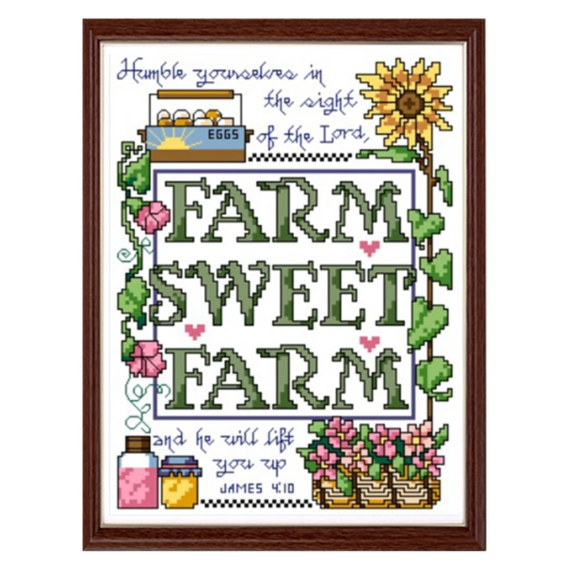 

Cross Stitch Kit 18CT 14CT 11CT Precision Print Handmade Embroidery Material Bag Magazine Style Sweet Farm