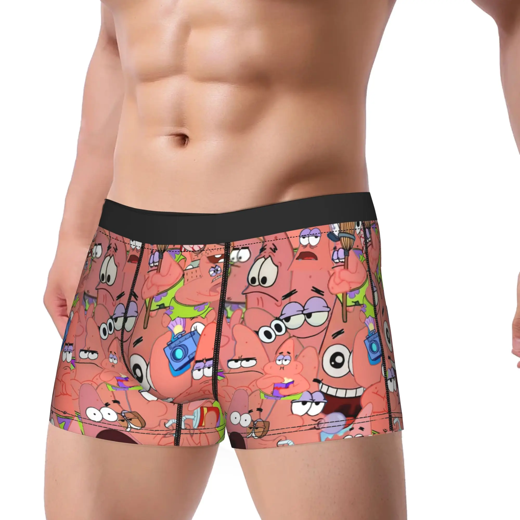 SpongeBobs Crazy Cartoon Face Print Underwear  Men Panties Custom Comfortable Boxershorts Quality Shorts Briefs Big Size 2XL