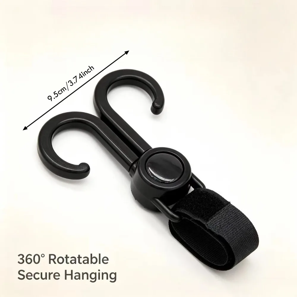 Ganchos para cochecito de bebé, ganchos para carrito de compras, accesorios para cochecito de bebé, gancho giratorio de 360 ​​grados, organizador de bolsas, colgador (2 uds)