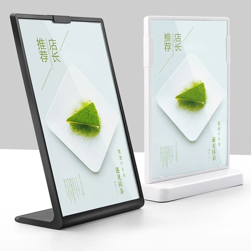 아크릴 패널 메뉴 디스플레이 랙 L자형 수직 테이블 카드 홀더 (A4, A5, A6 용) 고급 와인 접시 카탈로그 메뉴 표시 가격표