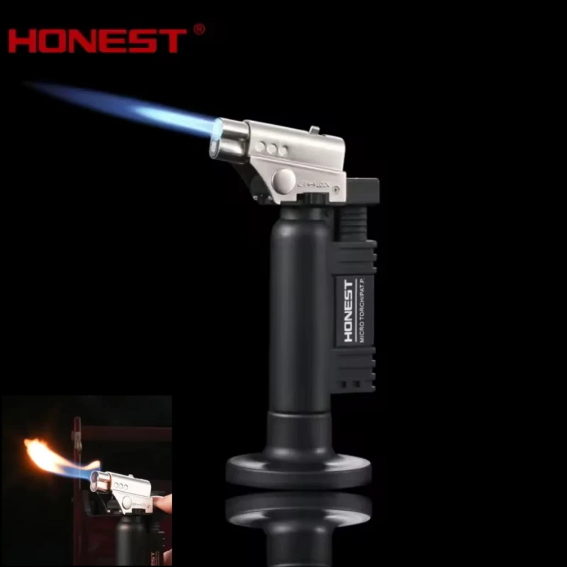 HONEST Creative Double Flame Welding Gun Gas Lighter Safety Lock Switch Jet Fire Open Fire Switching BBQ Kitchen Cigar Lighters