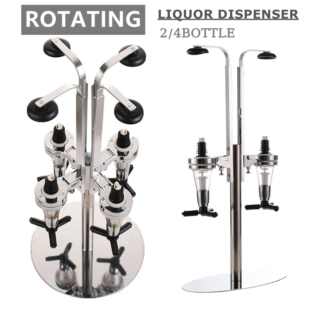 2/4 Bottle Rotating Liquor Dispenser,Rotate Beverage Liquor Whiskey Dispenser,Standing beer Drink Alcohol Shot Wine Rack for Bar