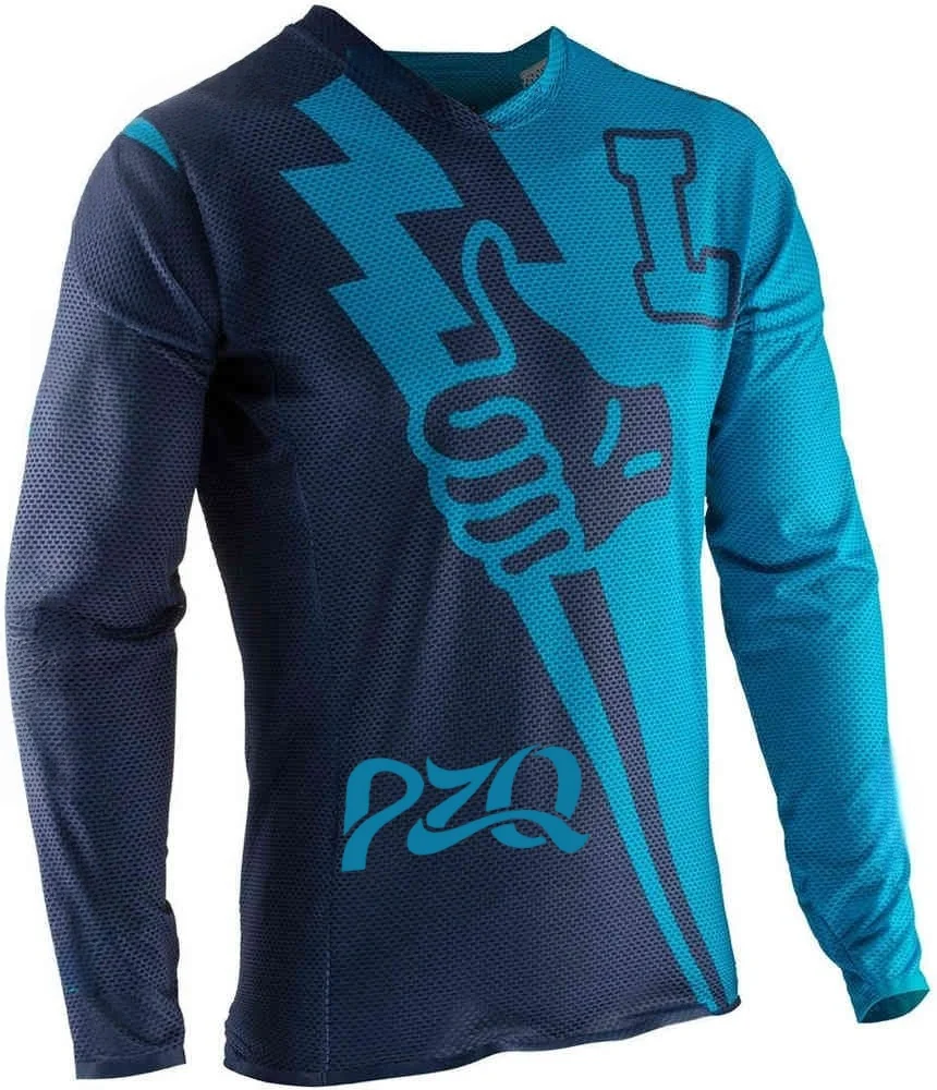 

New pzq Unisex Downhill Mountain Off-road Endurance Race Jersey Cycling Fitting Off-road Motorcycle mesh Shirt Quick Drying Tops