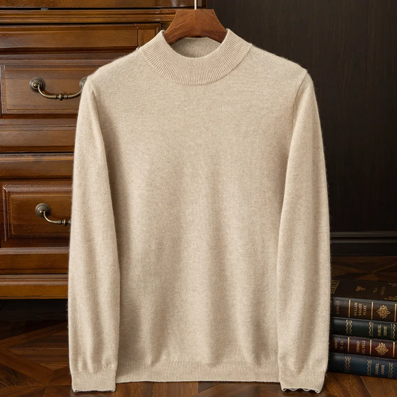 Autumn Winter Men's Cashmere Sweater Thick O-neck Wool Pullover Simple Style  100% Merino Wool Knitwear Knitting Comfy Sweater