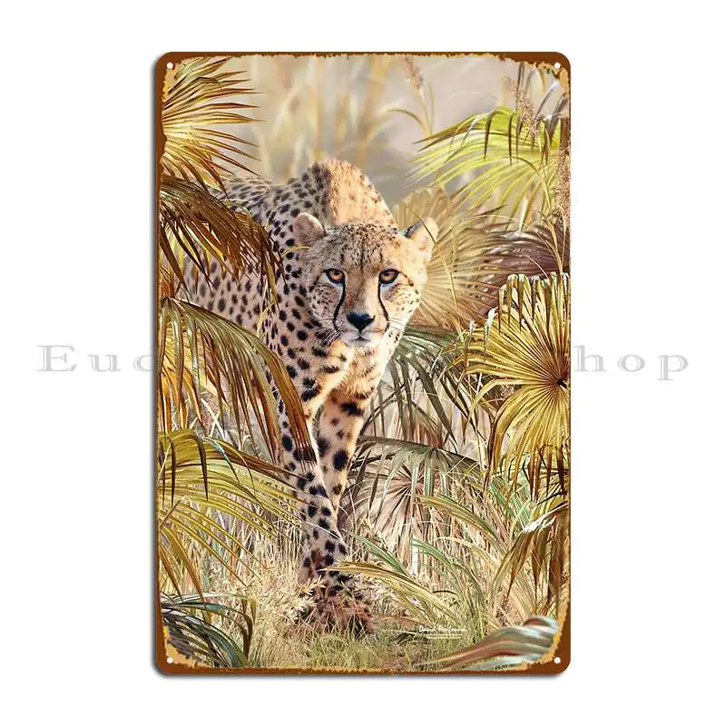 Stalking Cheetah Metal Plaque Designs Mural Club Bar Garage Club Tin Sign Poster