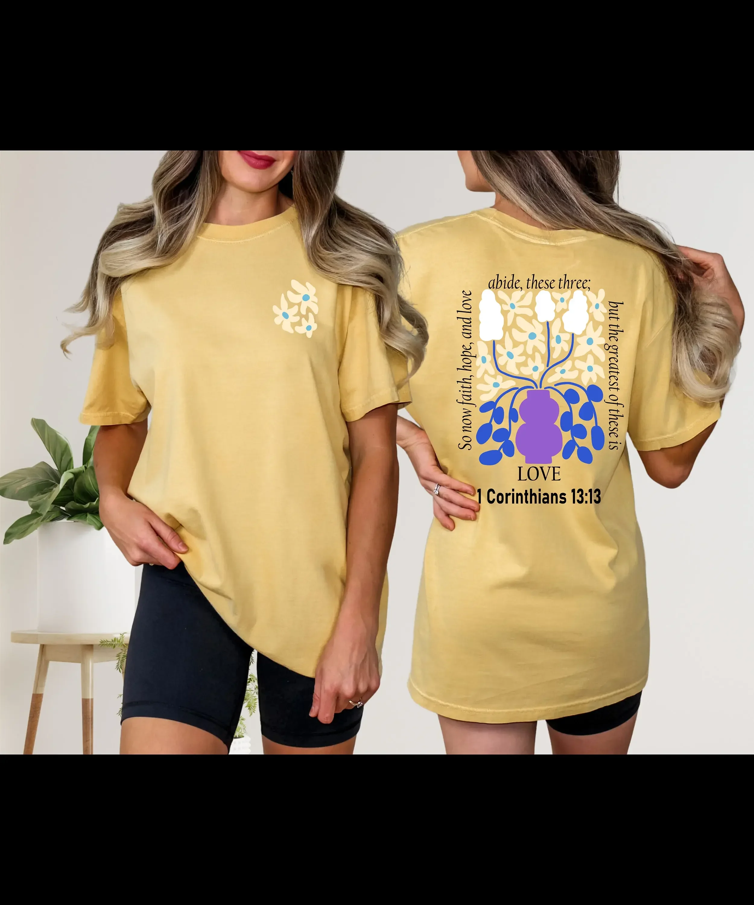 

Boho Christian T Shirt Women Bible Verse Jesus Apparel Old New Testimony Comfort Colors Flower Matisse Retro Vintage Floral