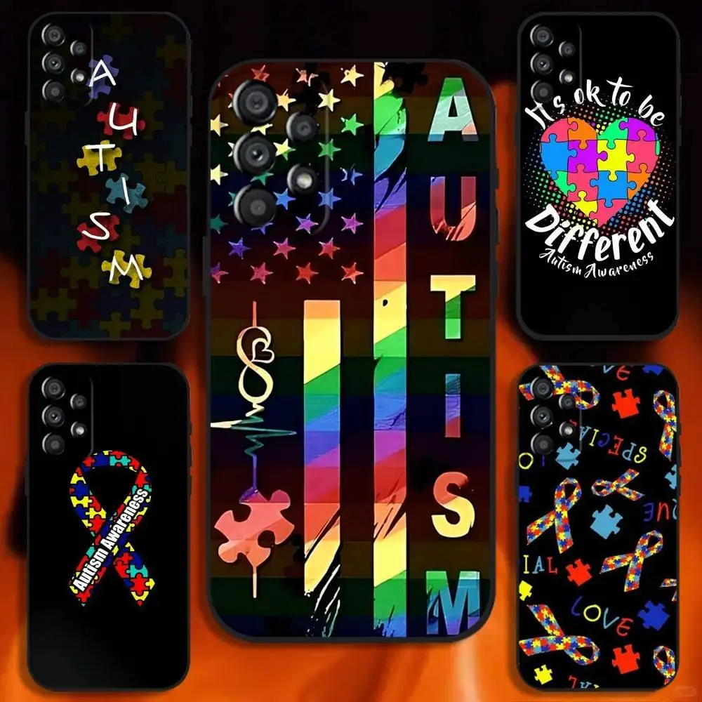 

Autism Awareness Phone Case For Samsung Galaxy A20,A21s,A22,A31,A32,A52,A53,A72,73,A80 Soft Black Cover