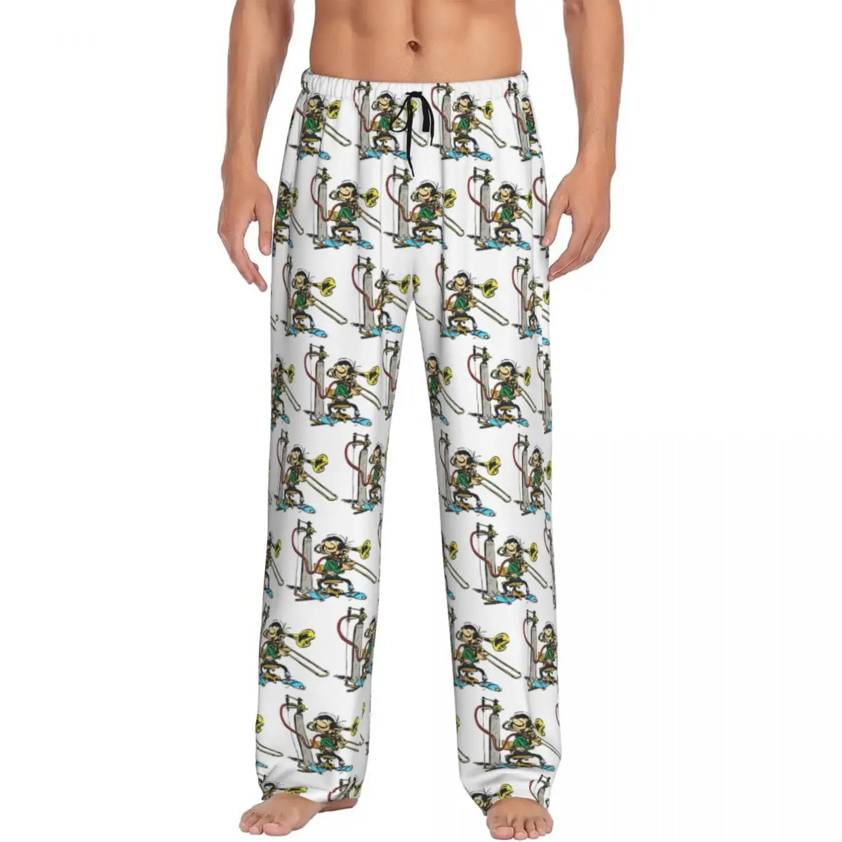 

Пользовательские пижамные штаны Gaston Lagaffe Big Ben Head, мужская одежда для сна, штаны для сна с карманами