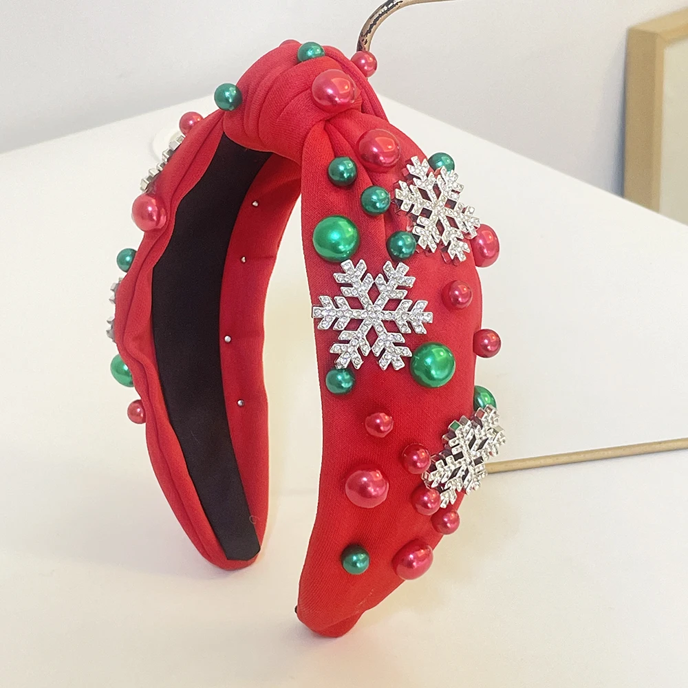 Christmas Green Pearl Snow Knot Hairband Headband Adult Hair Accessories Hair Jewley