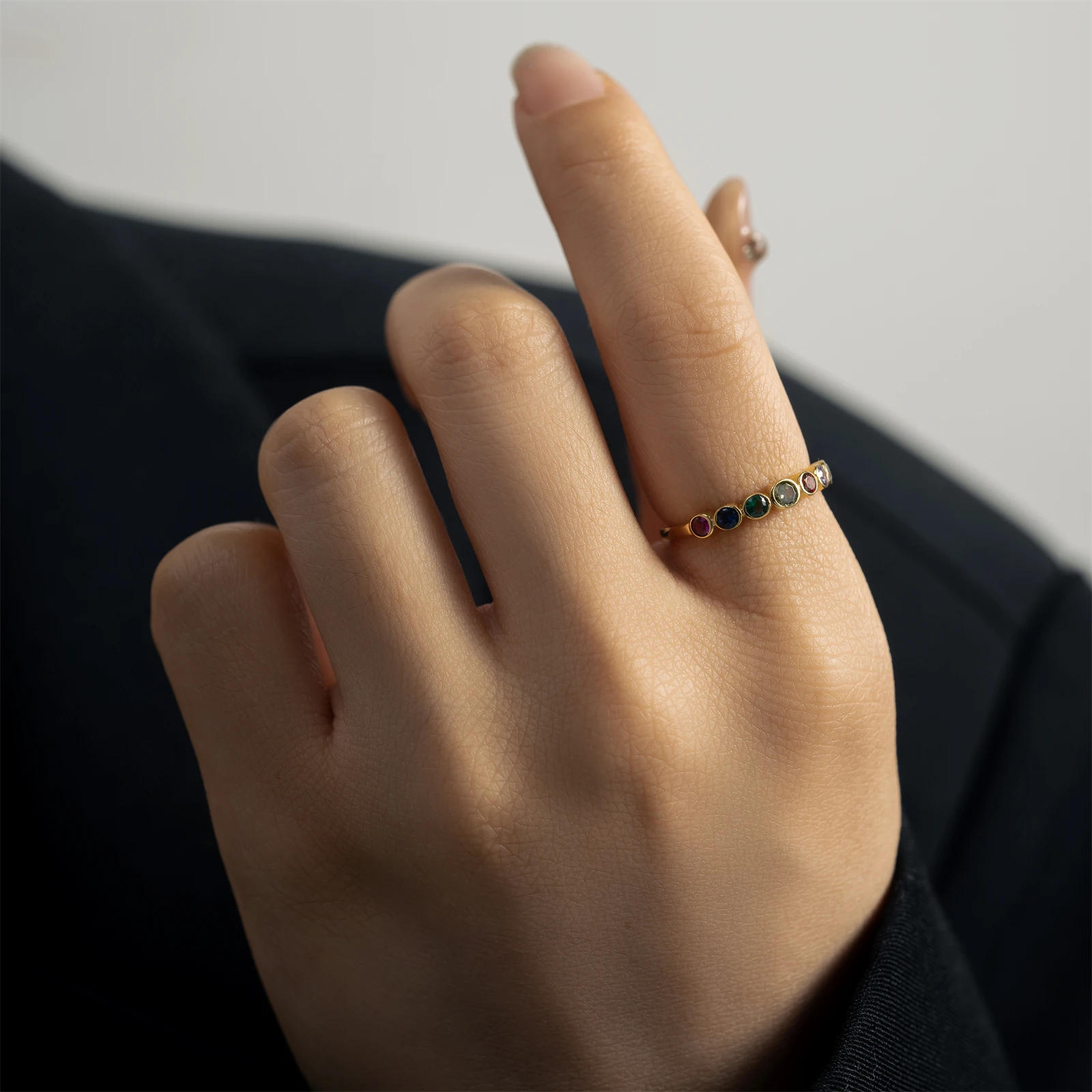 ANDYWEN 925 Sterling Silver Rainbow Colorful 7 Zircons Rings Women Circle Rock Punk European Jewelry in 2020 Fine Jewelry