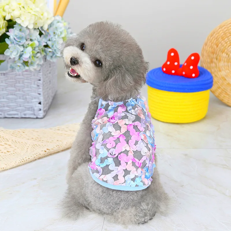 Pet Clothes Summer Lace Flower Princess Suspender Vest Breathable Cat Dog Teddy Dog Corgi Dog Anti Shedding Clothing